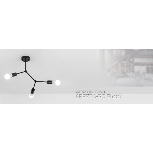 TOOLIGHT CLASSIC BLACK STROPNA SVJETILKA METAL LOFT APP736-3C crna slika 10