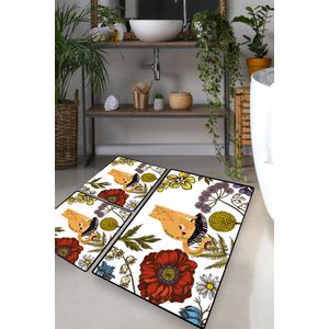 Hennaed Cat Multicolor Bathmat Set (3 Pieces)