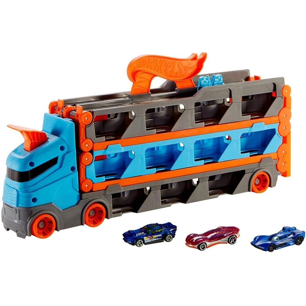 Hot Wheels City Speedway Hauler - Kamion staza sa tri autića slika 1
