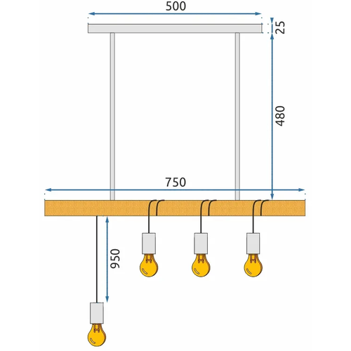 TOOLIGHT STROPNA SVJETILKA VISEĆA LINE APP974-4CP slika 2