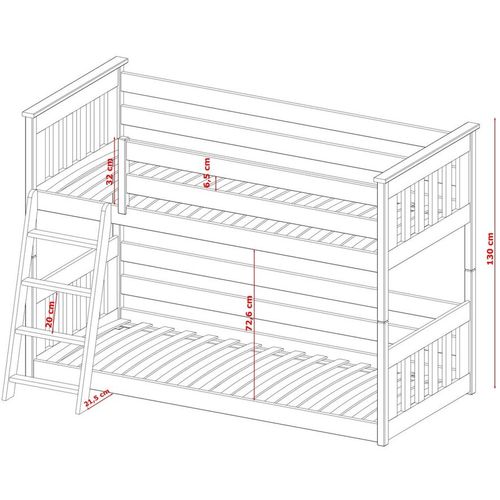Drveni dječji krevet na sprat Kevin - 180x80cm - Bijeli slika 3