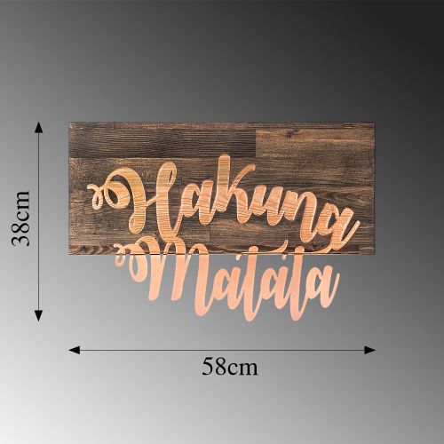 Wallity Drvena zidna dekoracija, Hakuna Matata Metal Decor - Copper slika 6