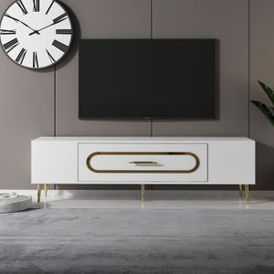TV Stalak Dekop3 u Bijeloj i Zlatnoj Boji