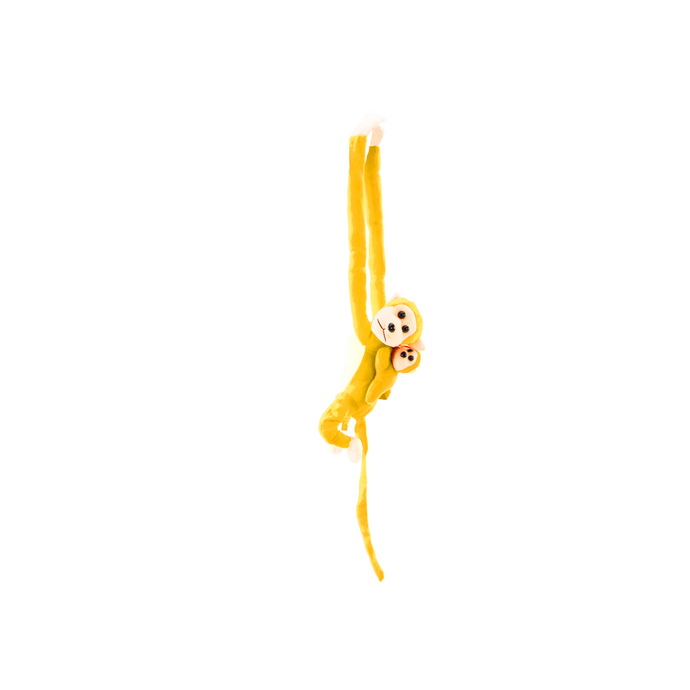 Maskota plišani majmun s bebom, žuta 70 cm slika 5