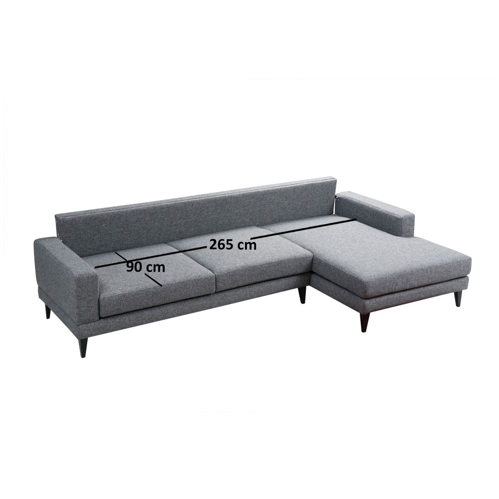 Nordijska Kutna Sofa na Razvlačenje Desna (L3+Chl) Tamno Siva slika 11