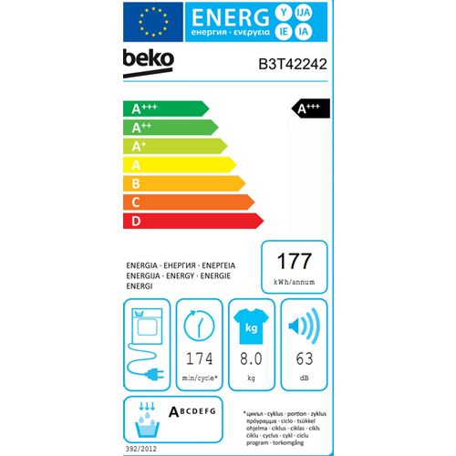 Beko B3T 42242 Mašina za sušenje veša sa toplotnom pumpom, 8 kg, A+++ slika 6