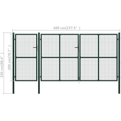 Vrtna vrata čelična 400 x 200 cm zelena slika 15