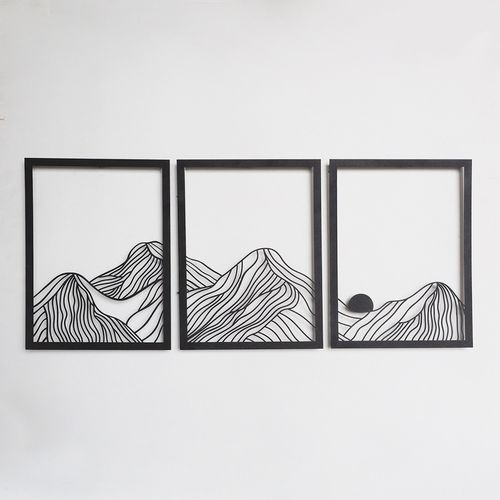 Wallity Metalna zidna dekoracija Mountain Landscape Set of 3- APT742 S slika 2