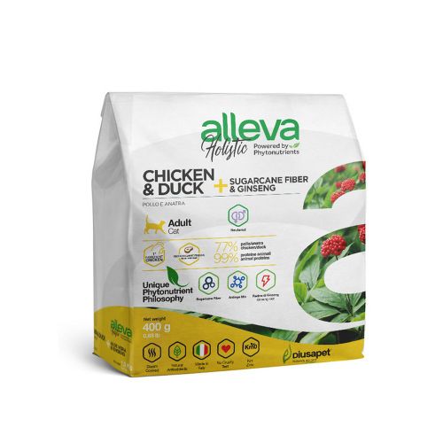 Alleva Holistic Cat Adult Chicken &amp; Duck + Sugarcane Fiber &amp; Ginseng Neutered 400 g slika 1