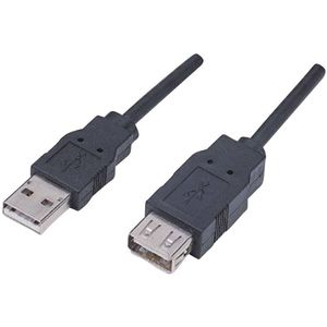 Manhattan USB kabel USB 2.0 USB-A utikač, USB-A utičnica 1.80 m crna pozlaćeni kontakti, UL certificiran 338653-CG