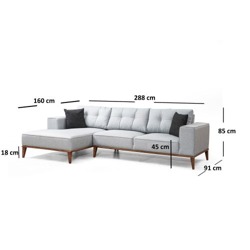 Atelier Del Sofa Montana Corner Left (Chl+3R) Svetlosivi Ugao Kauč-Krevet slika 6