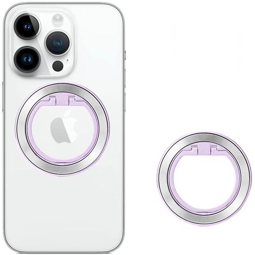 Techsuit – MagSafe telefonski prsten (MPR2) – Okrugli oblik- aluminijska legura – Srebrna/ružičasta slika 1