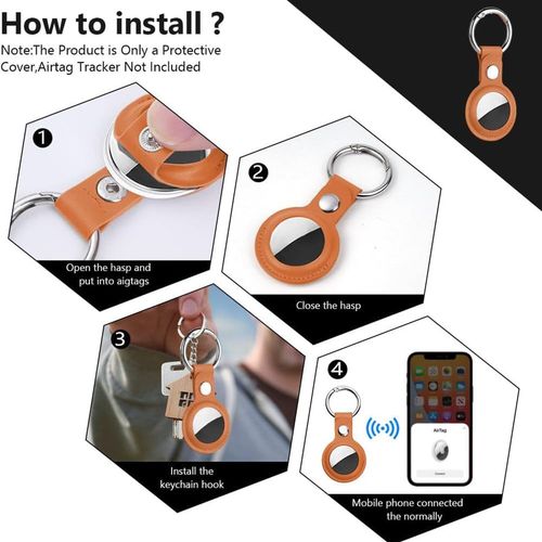 Techsuit - sigurni kožni držač (SLH1) - Apple AirTag torbica s metalnim prstenom - narančasta slika 4