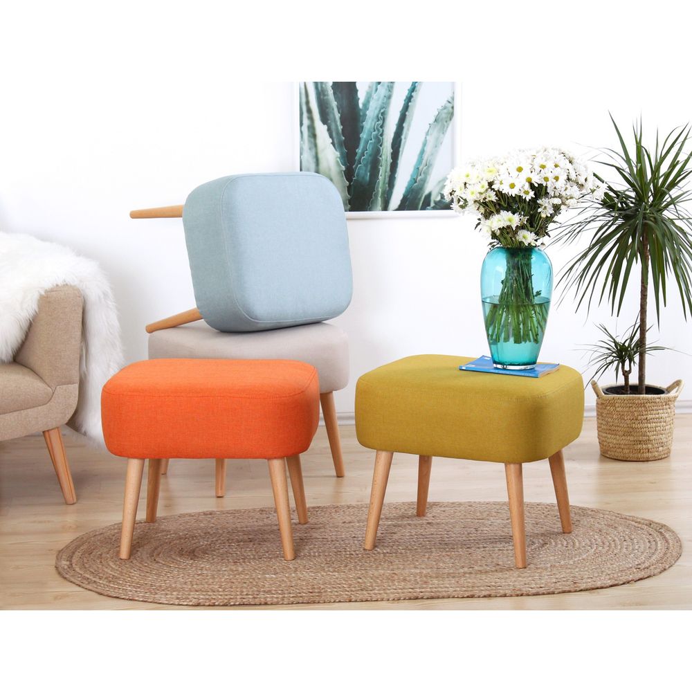 Parrot - Sivi Pouffe s Drvenim Nogama slika 3