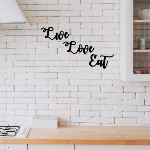 Live Love Eat Black Decorative Wooden Wall Accessory slika 1