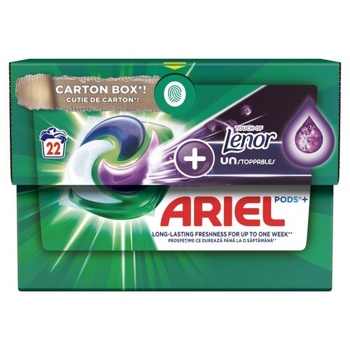 Ariel Kapsule za pranje veša + Touch of Lenor Purple Unstoppables 22 kom, 22 pranja slika 1