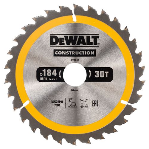 Dewalt LIST KRUŽNE PILE ZA DRVO 30 Z 184x30mm DT1942 slika 1