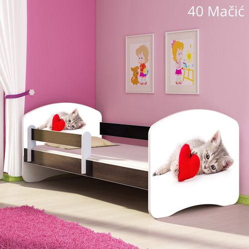 Dječji krevet ACMA s motivom, bočna wenge 140x70 cm - 40 Mačka slika 1
