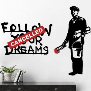 Banksy Metal 06 Bijelo-Crveni Dekorativni Metalni Zidni Ukras
