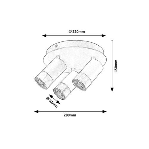 Rabalux Zircon, unutrašnja metal plafonjera, GU10 3x slika 2