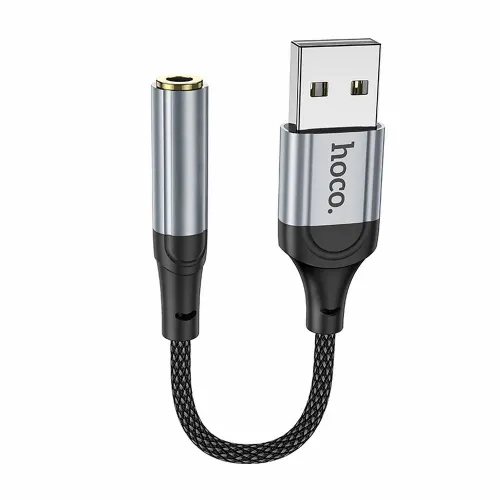 HOCO AUX adapter USB A (muški) na utičnicu 3,5 mm (ženski) LS36 0,12 m crni slika 1