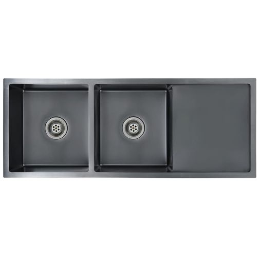 Ručno rađeni kuhinjski sudoper s cjedilom crni nehrđajući čelik slika 29