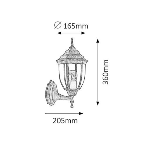 Rabalux Nizza spoljna zidna lampa E27 60W staro zlato IP43 Spoljna rasveta slika 2