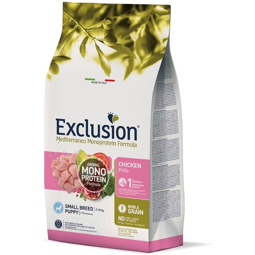 Exclusion Mediterraneo Monoprotein Formula Puppy Small, potpuna hrana za pse, za štence malih pasmina, piletina, 500 g slika 1