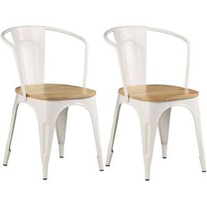Blagovaonske stolice od masivnog drva manga 2 kom bijela - *Oštećena ambalaža/Izložbeni primjerak