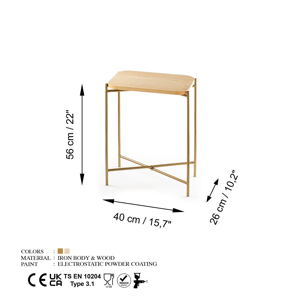 Shb-003-A Gold Prirodni Stolić za Kafu slika 6