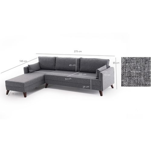 Atelier Del Sofa Kutna garnitura, Sivo, Bella Corner Sofa Left 1 slika 6