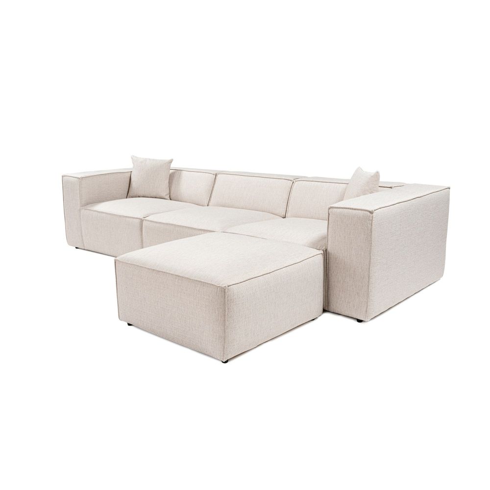 Lora (L1-O1-1R-POUFFE) - Svijetlosmeđa Ugaona Sofa slika 6