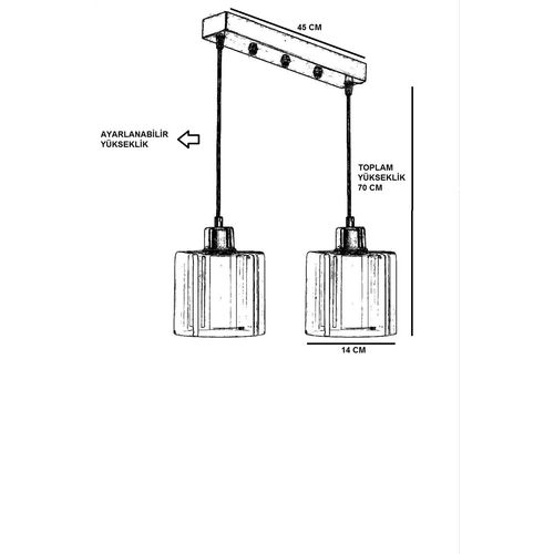 Yeni Sahra 2 Li Sıralı Eskitme Sarkıt Copper Chandelier slika 3