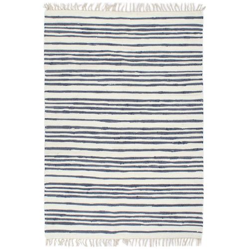 Ručno tkani tepih Chindi od pamuka 120 x 170 cm plavo-bijeli slika 16
