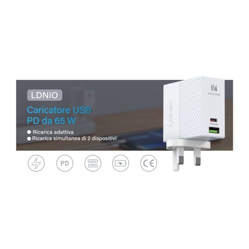 LDNIO CHARGER 2 PORT (1A1C) 65W 5V 3A A2620C slika 7