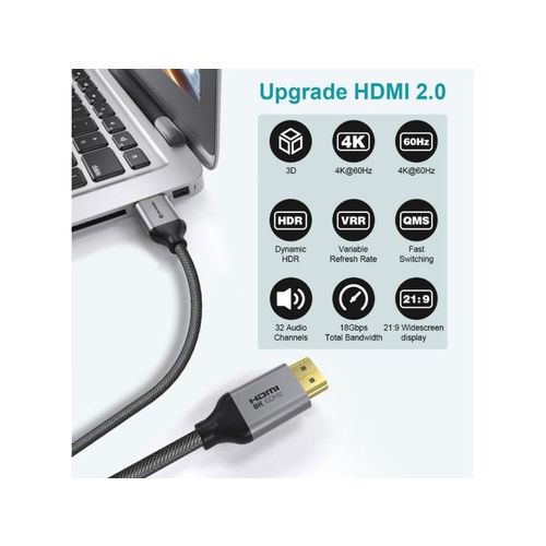 SWISSTEN kabel HDMI 2.0, 60Hz, 18GB/s, 4K, do 21:9, 1m, pozlaćeni konek, crni slika 6