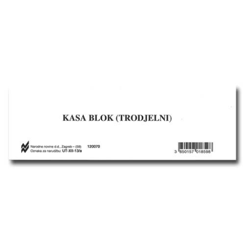 XII-13/A KASA BLOK (TRODJELNI); Blok 100 listova, 15 x 5 cm slika 1