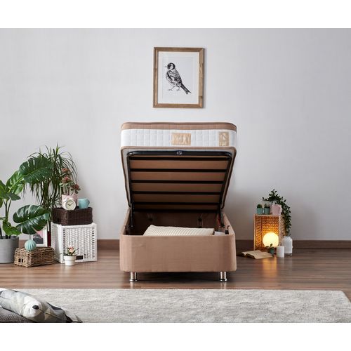 Woody Fashion Jednostruki madrac, baza i uzglavlje, Svijetlo smeđa, Latte - Light Brown (100 x 200) slika 4