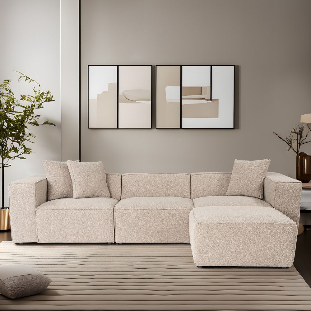 Lora (L1-O1-1R-POUFFE) - Kutna Sofa u Boji Breskve slika 1