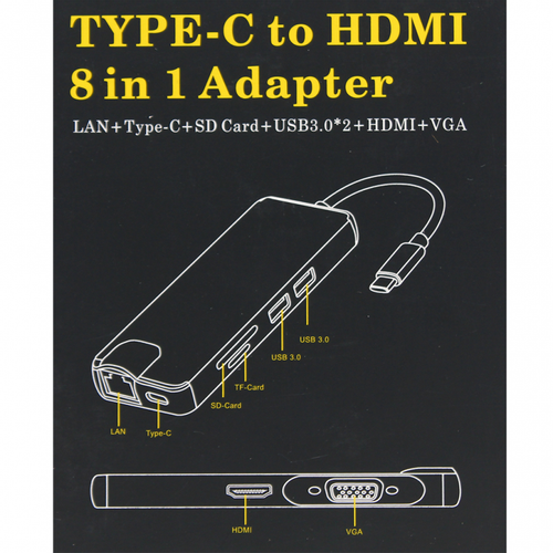 Adapter Type C na RJ45 (LAN) HDMI VGA 2xUSB 3.0 PD SD microSD 8u1 JWD-TC32 slika 7