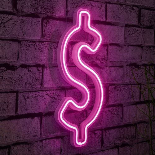 Wallity Ukrasna plastična LED rasvjeta, Dollar Sign - Pink slika 9