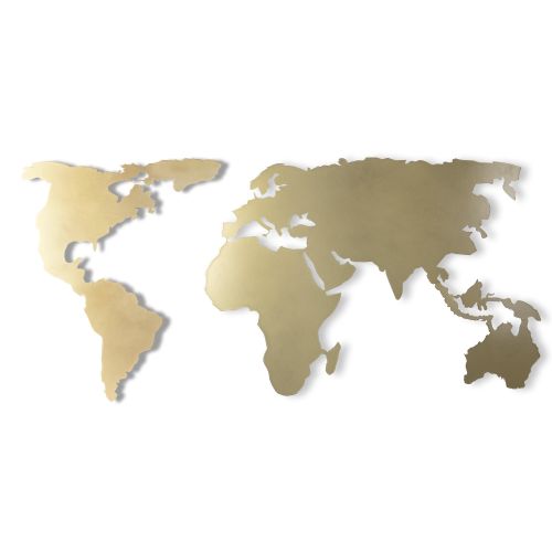 Wallity Metalna zidna dekoracija, World Map Silhouette XL - Gold slika 2