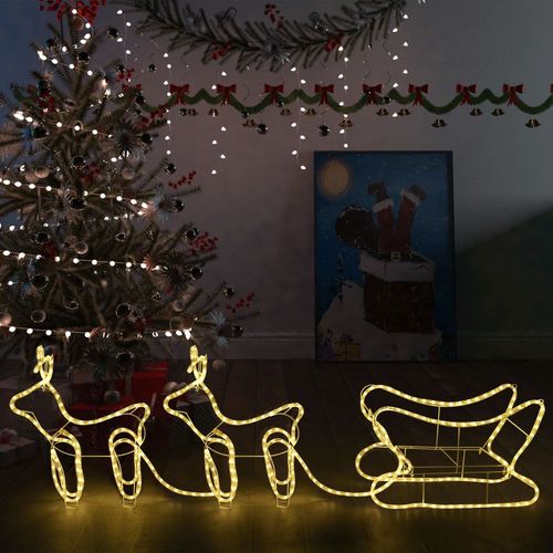 Ukrasni božićni sobovi i sanjke vanjski s 576 žarulja slika 1