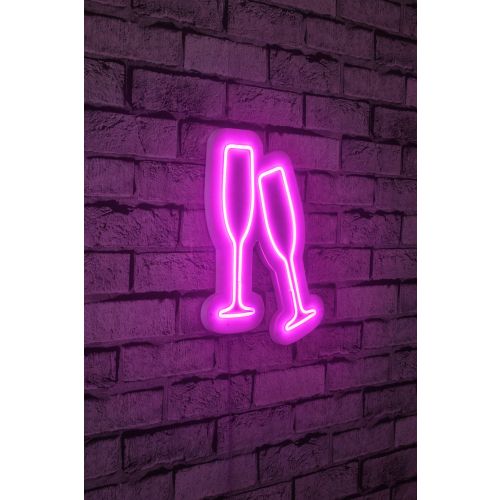 Wallity Ukrasna plastična LED rasvjeta, Champagne Glasses - Pink slika 11