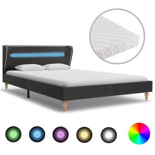 Krevet od jute s LED svjetlom i madracem tamnosivi 120 x 200 cm slika 36