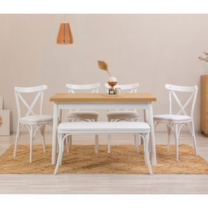 Woody Fashion Set stolova i stolica (6 komada), Bijela boja, OLV-SA-TK8
