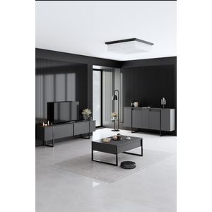 Luxe - Antracit, Crni Orah Set Namještaja za Dnevni Boravak