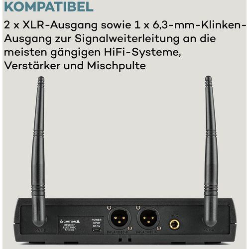 Auna Pro UHF200C-2H set 2-kanalnih UHF bežićnih mikrofona, Crna slika 14