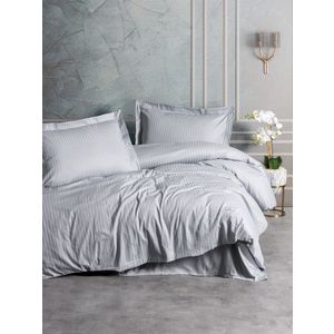Satin set pokrivača s prugama, boja: siva