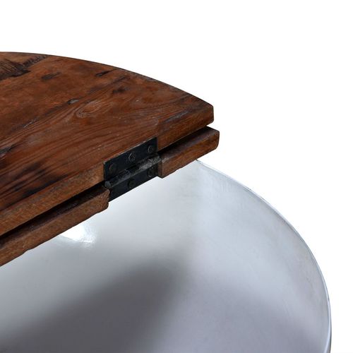 Stolić za kavu od masivnog obnovljenog drva bijeli oblik zdjele slika 46